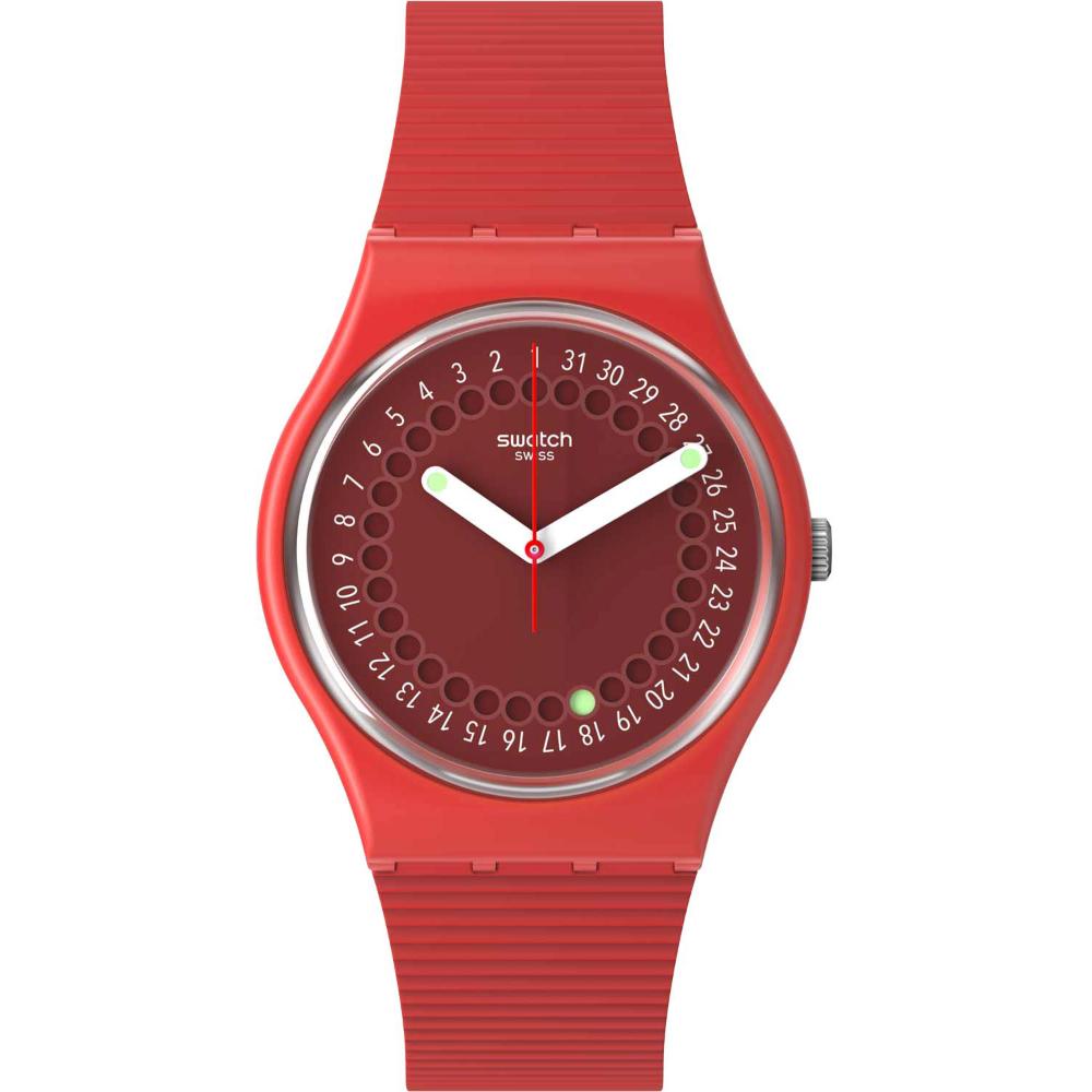 SWATCH Cycles In The Sun 34mm Red Silicone Strap SO28R400