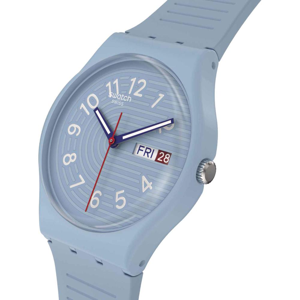 SWATCH Essentials Trendy Lines In The Sky 34mm Light Blue Silicone Strap SO28S704