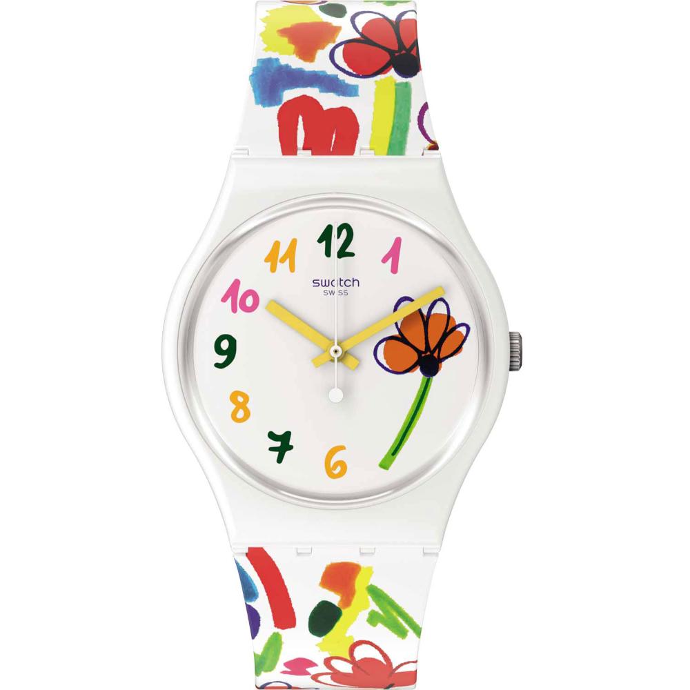 SWATCH Flowerz 34mm Multicolor Silicon Strap SO28W108
