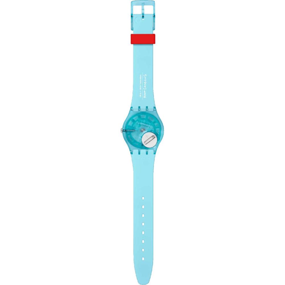 SWATCH The Simpsons Colllection Valentine's Day Angel Bart 34mm Two Tone Light Blue Silicon Strap SO28Z115