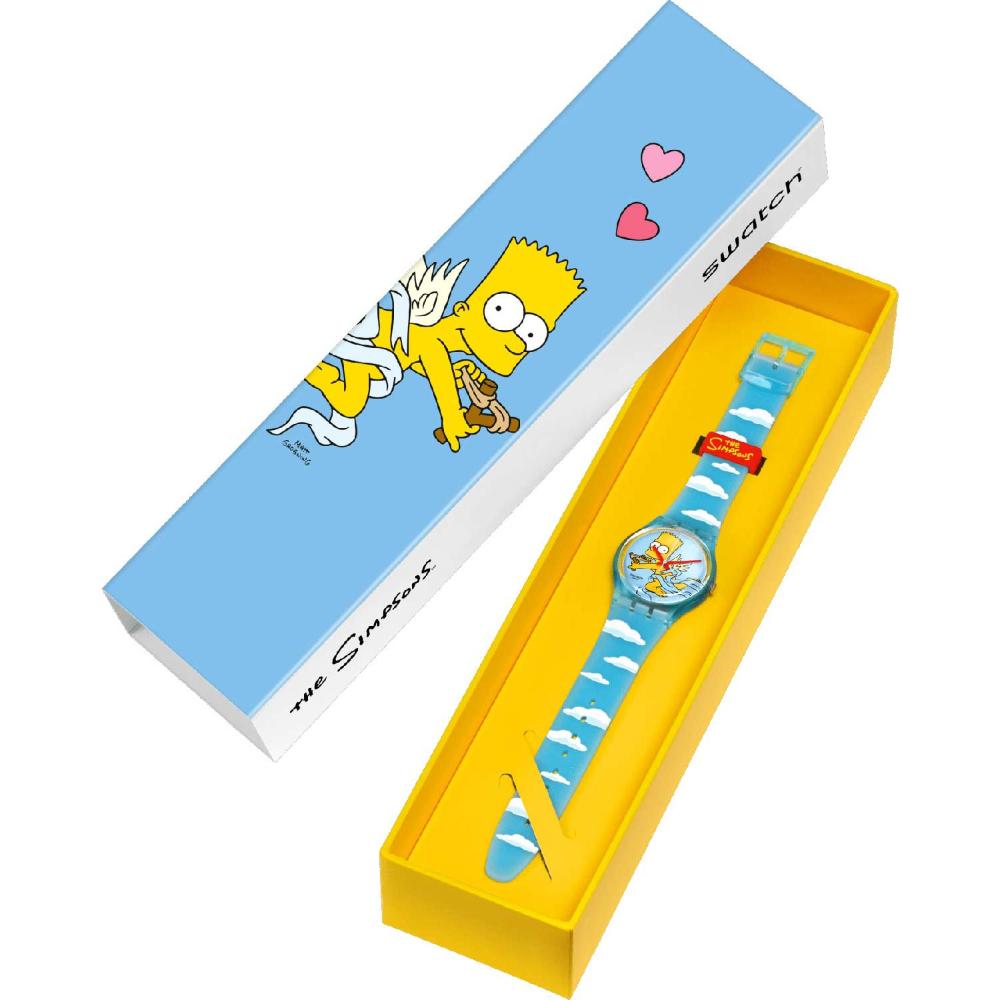 SWATCH The Simpsons Colllection Valentine's Day Angel Bart 34mm Two Tone Light Blue Silicon Strap SO28Z115 - 7