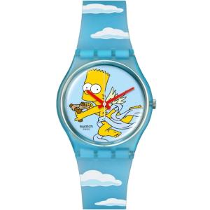 SWATCH The Simpsons Colllection Valentine's Day Angel Bart 34mm Two Tone Light Blue Silicon Strap SO28Z115 - 43485