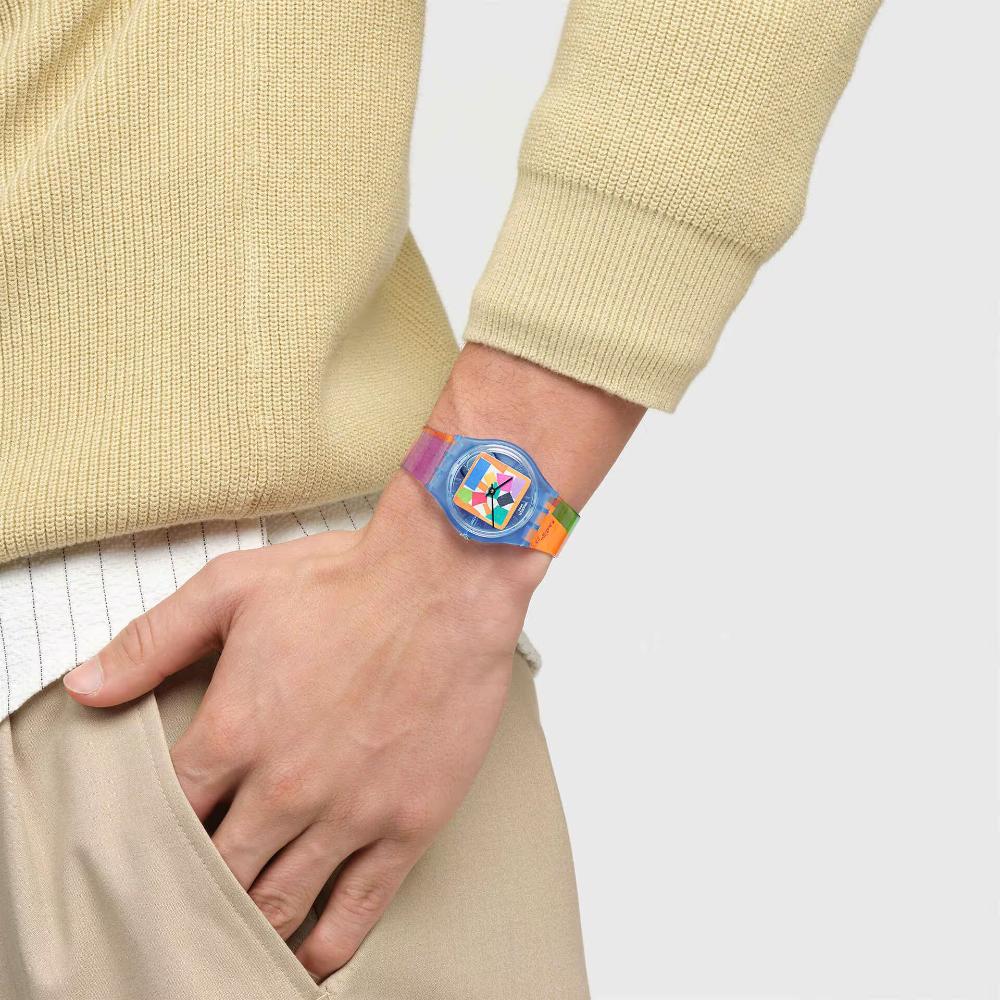 SWATCH X Tate Gallery Colllection The Snail by Henri Matisse 34mm Multicolor Silicon Strap SO28Z127 - 6