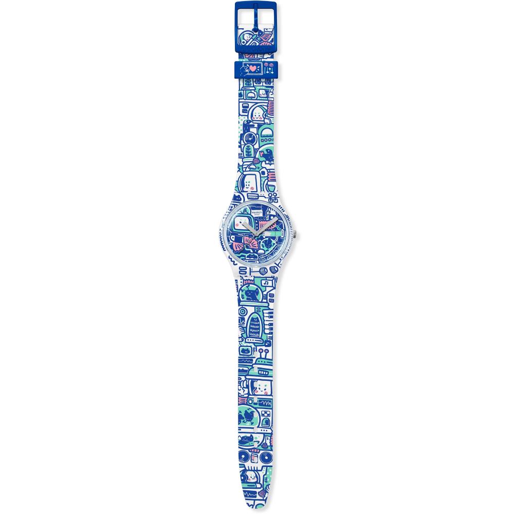 SWATCH Originals B-Bot 34mm Multicolor Silicone Strap SO28Z702