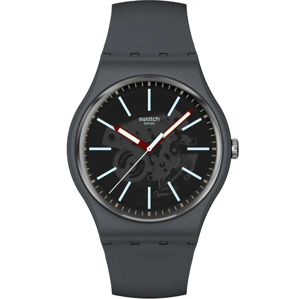 SWATCH Coblestone Street Three Hands 41mm Grey Silicon Strap SO29A101