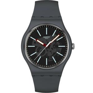 SWATCH Coblestone Street Three Hands 41mm Grey Silicon Strap SO29A101 - 49797