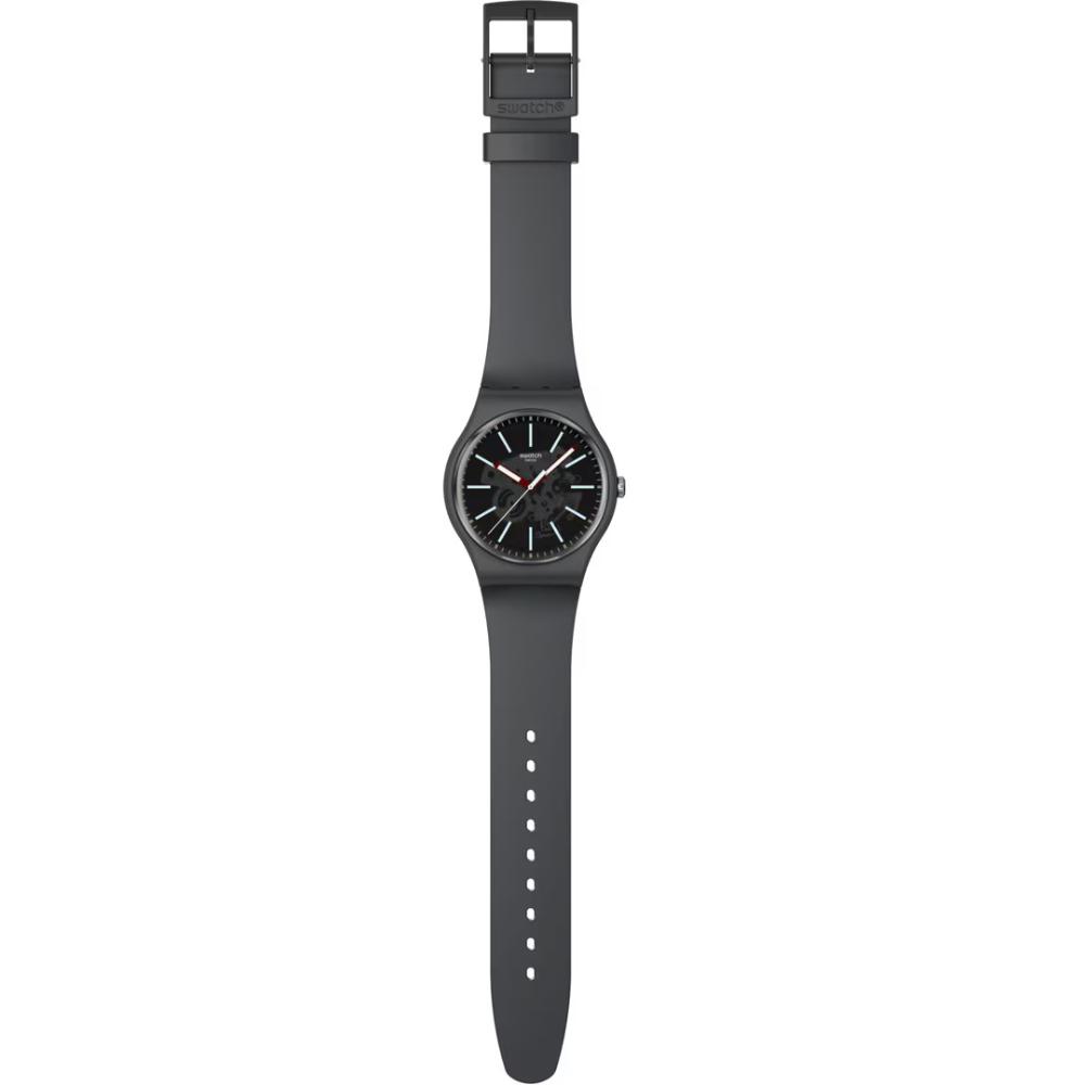 SWATCH Coblestone Street Three Hands 41mm Grey Silicon Strap SO29A101