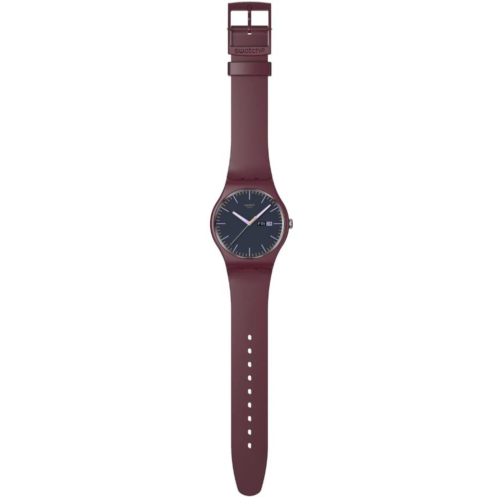 SWATCH Burgundy Berry Three Hands 41mm Red Silicon Strap SO29R707