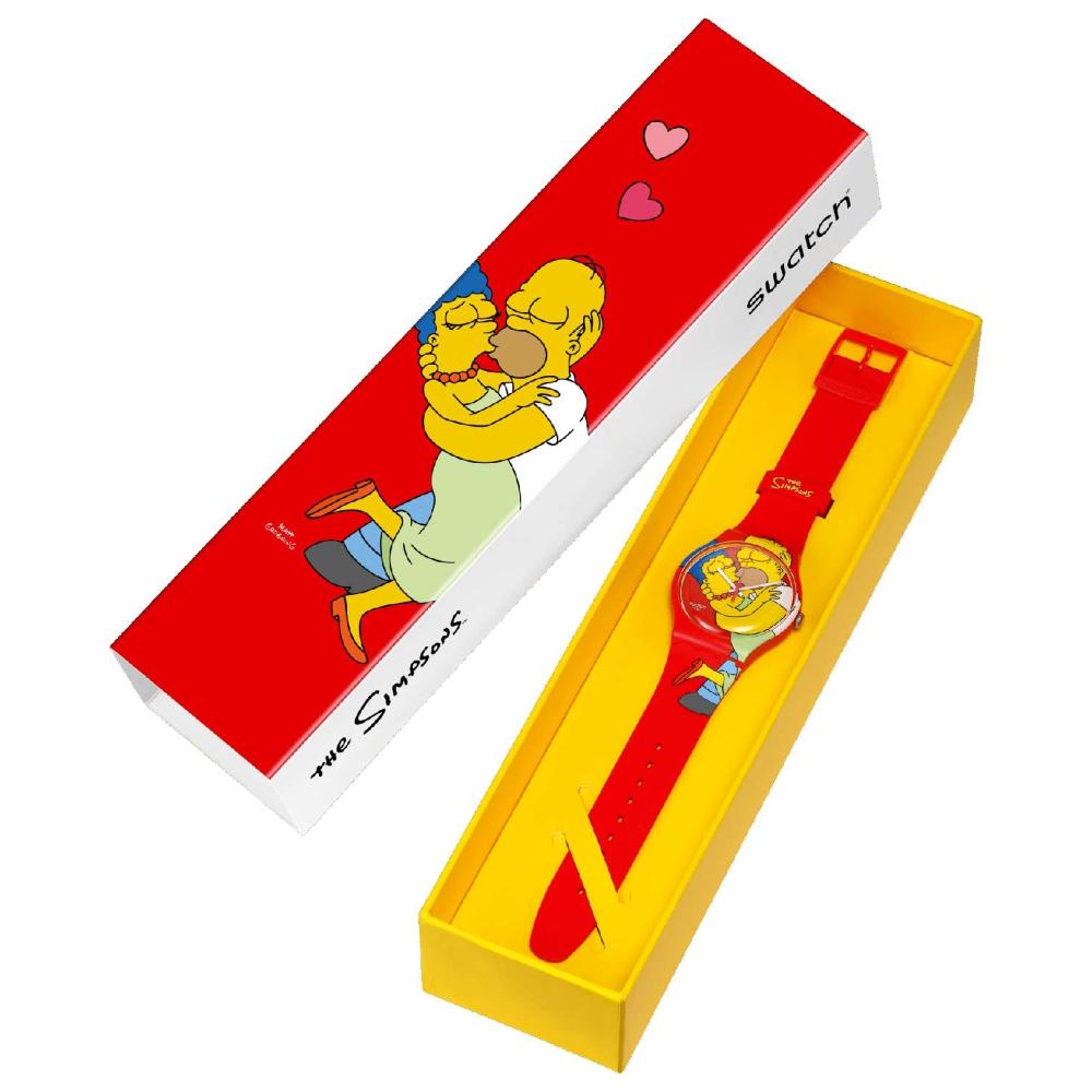 SWATCH The Simpsons Colllection Valentine's Day Sweet Embrace 41mm Red Silicon Strap SO29Z120 - 9