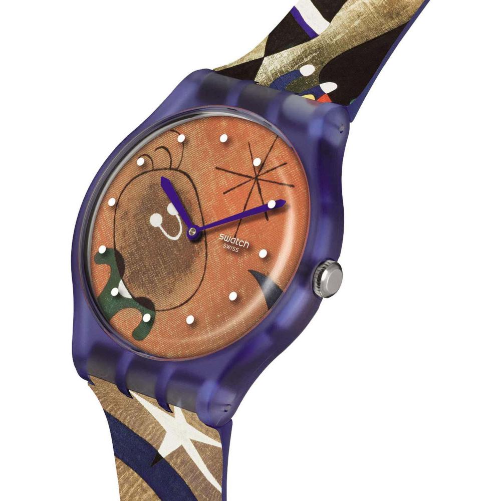 SWATCH X Tate Women and Bird In The Moonlight by Joan Miro 41mm Multicolor Rubber Strap SO29Z136