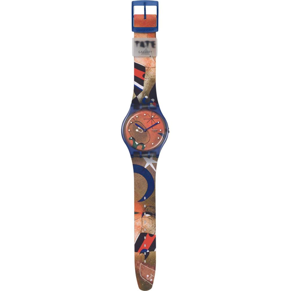 SWATCH X Tate Women and Bird In The Moonlight by Joan Miro 41mm Multicolor Rubber Strap SO29Z136