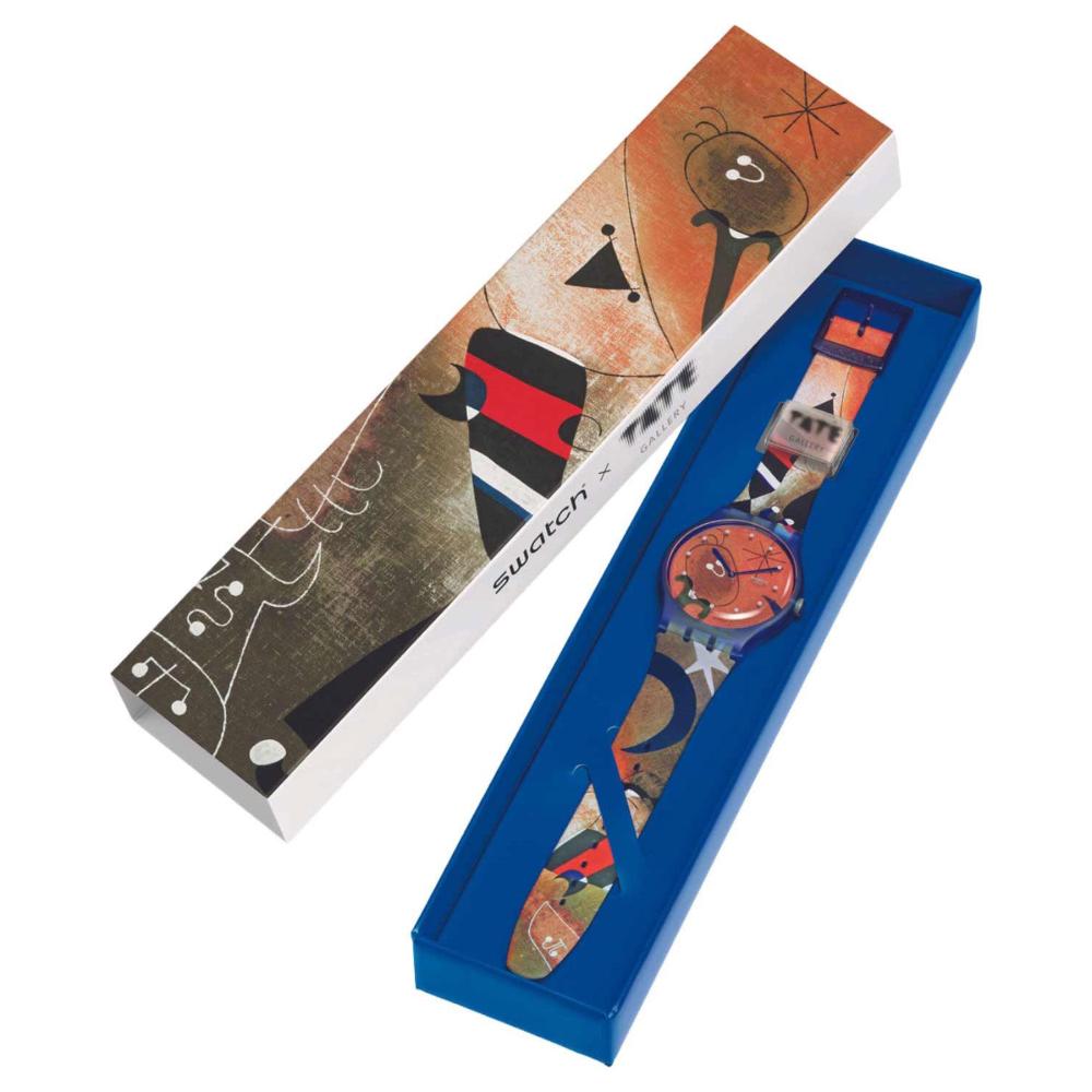 SWATCH X Tate Women and Bird In The Moonlight by Joan Miro 41mm Multicolor Rubber Strap SO29Z136 - 8