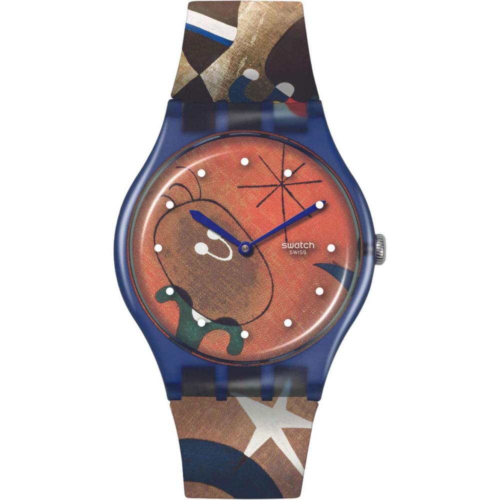 SWATCH X Tate Women and Bird In The Moonlight by Joan Miro 41mm Multicolor Rubber Strap SO29Z136