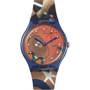 SWATCH X Tate Women and Bird In The Moonlight by Joan Miro 41mm Multicolor Rubber Strap SO29Z136 - 44268