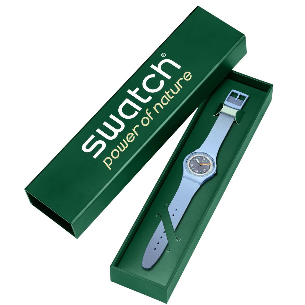 SWATCH Power Of Nature Frozen Waterfall 34mm Blue Silicon Strap SO31L100