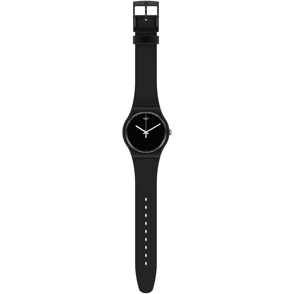 SWATCH Think Time Black Three Hands 41mm Black Silicon Strap SO32B106