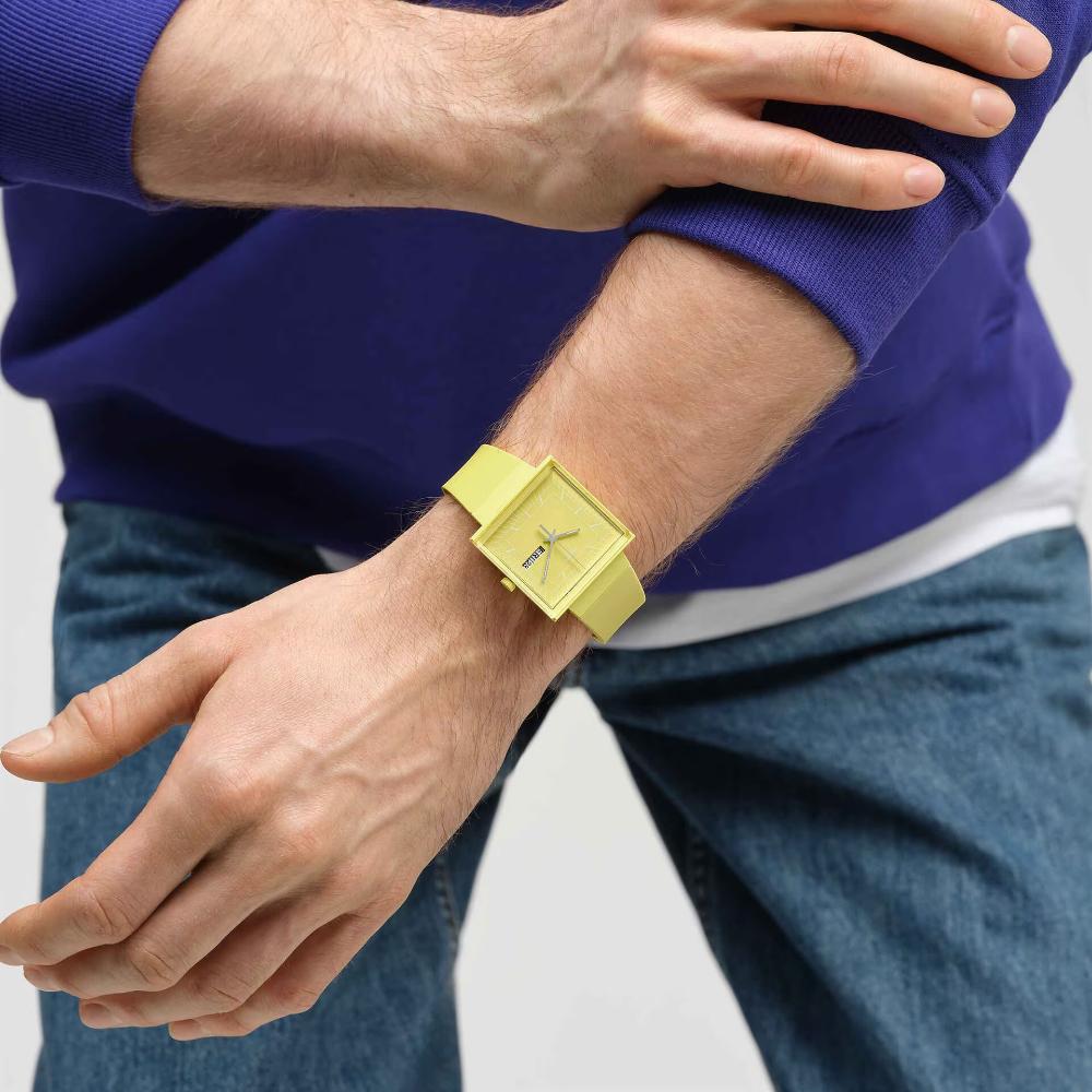 SWATCH Bioceramic What If... Lemon Yellow Dial 41.8mm Yellow Biosourced Strap SO34J700