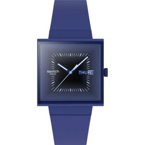 SWATCH Bioceramic Squarely Blacklight 41.8mm Blue Biosourced Strap SO34N700 - 56090