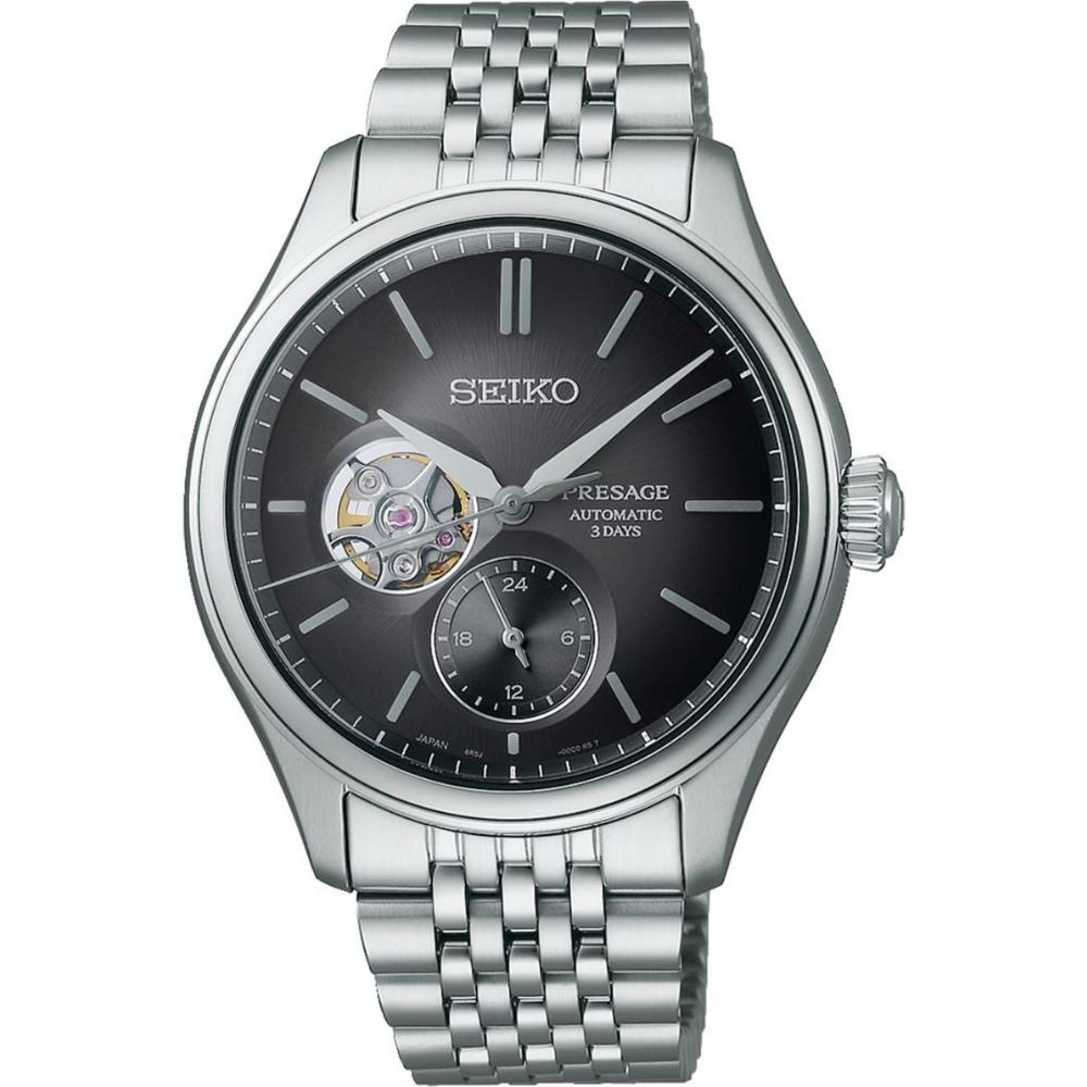 SEIKO Presage Classic Series 'Sumi-iro' Open heart Automatic Gray-Black Dial 40.2mm Silver Stainless Steel Bracelet SPB471J1