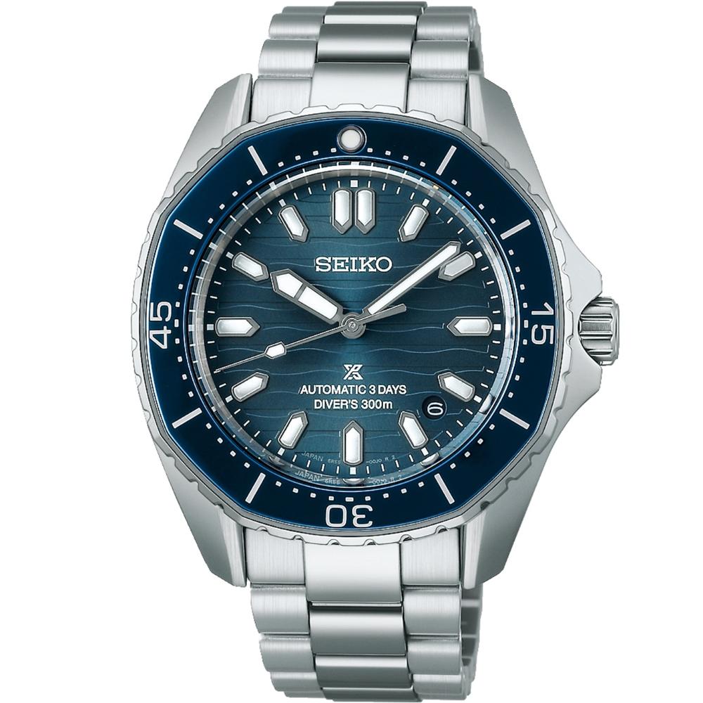 SEIKO Prospex Diver’s Polygonal in Coastline-Cobalt Automatic Blue Dial 41.3mm Silver Stainless Steel Bracelet SPB483J1