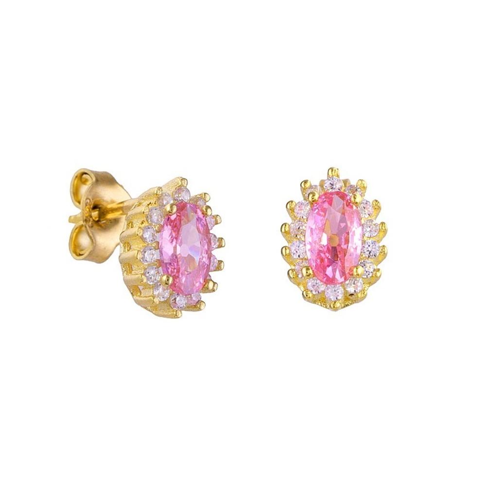 EARRINGS Rosette SENZIO Collection Yellow Gold K14 with Zircon Stones SR0-01P.Y