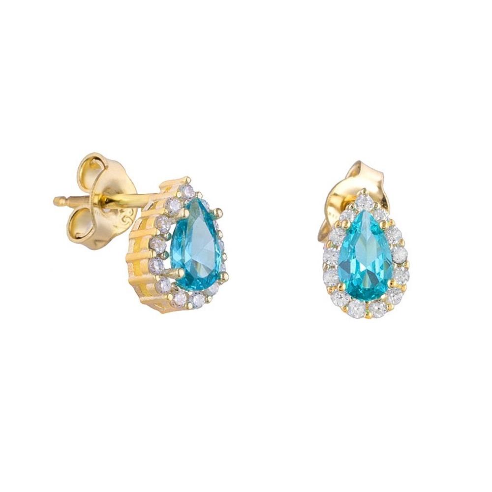 EARRINGS Rosette SENZIO Collection Yellow Gold K14 with Zircon Stones SR0-02AM.Y