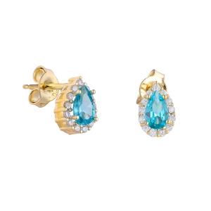 EARRINGS Rosette SENZIO Collection Yellow Gold K14 with Zircon Stones SR0-02AM.Y - 48960