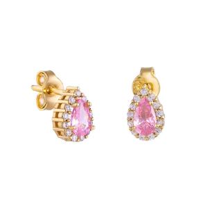 EARRINGS Rosette SENZIO Collection Yellow Gold K14 with Zircon Stones SR0-02P.Y - 48948