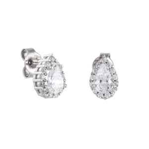 EARRINGS Rosette SENZIO Collection White Gold K14 with Zircon Stones SR0-02WW - 48953