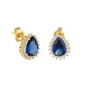 EARRINGS Rosette SENZIO Collection Yellow Gold K14 with Zircon Stones SR0-03BT.Y - 48987