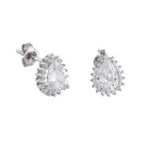 EARRINGS Rosette SENZIO Collection White Gold K14 with Zircon Stones SR0-03WW - 48973