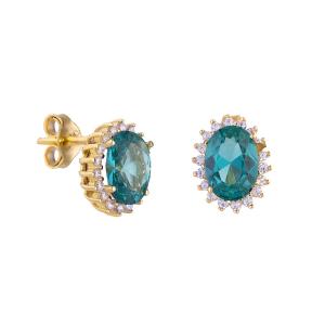 EARRINGS Rosette SENZIO Collection Yellow Gold K14 with Zircon Stones SR0-04AM.Y - 48996