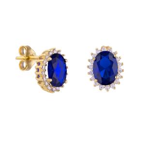 EARRINGS Rosette SENZIO Collection Yellow Gold K14 with Zircon Stones SR0-04B.Y - 49000