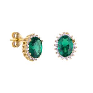 EARRINGS Rosette SENZIO Collection Yellow Gold K14 with Zircon Stones SR0-04GR.Y - 48991