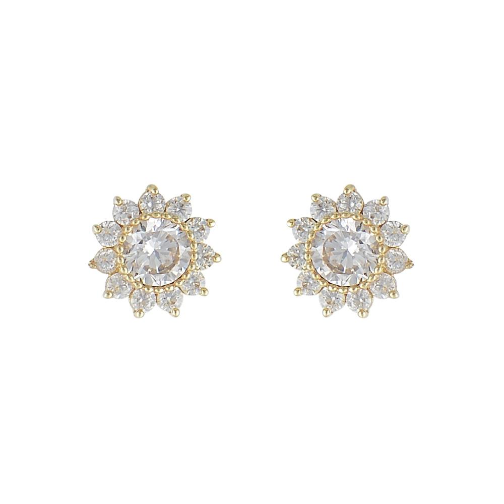 EARRINGS Rosette Yellow Gold K9 with Zircon Stones SR342Y.K9