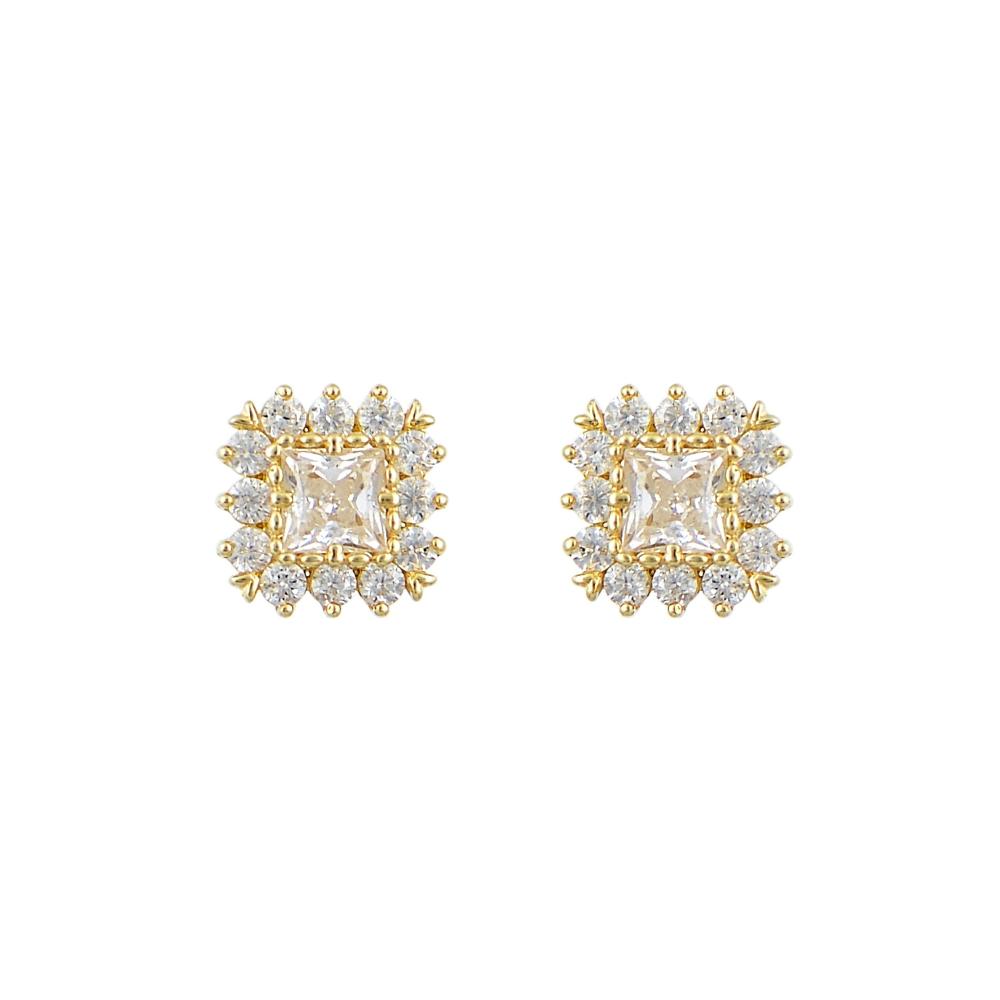 EARRINGS Rosette Yellow Gold K9 with Zircon Stones SR343Y.K9