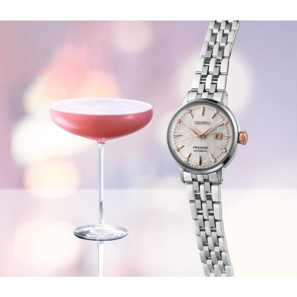 SEIKO Presage Cocktail Time ‘Clover Club’ Diamond Twist Automatic 30.3mm Silver Stainless Steel Bracelet SRE009J1