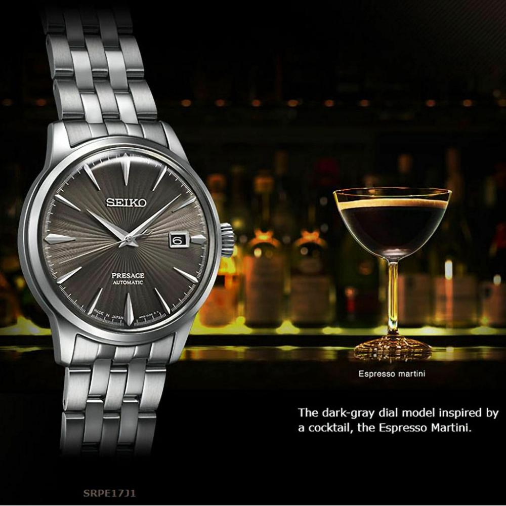 SEIKO Presage Cocktail Time: 'Espresso Martini' Automatic 40.5mm Silver Stainless Steel Bracelet SRPE17J1