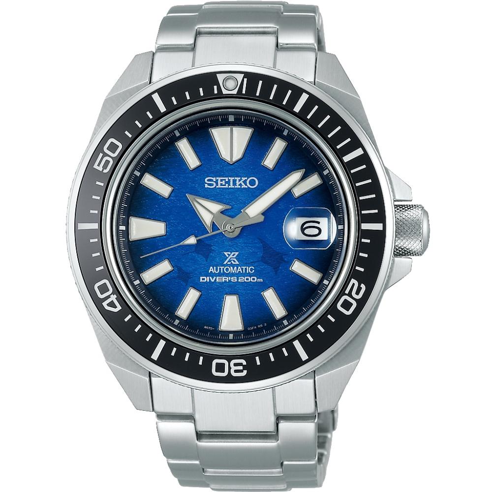 SEIKO Prospex Save the Ocean 'King Samurai' Automatic Blue Dial 43.8mm Silver Stainless Steel Bracelet SRPE33K1