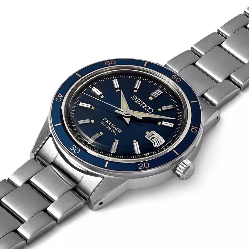 SEIKO Presage Style 60's Automatic Blue Dial 40.8mm Silver Stainless Steel Bracelet SRPG05J1