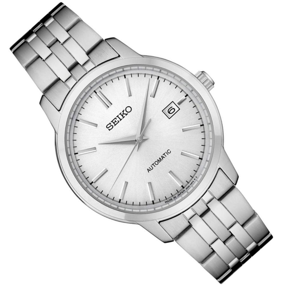 SEIKO Essential Time Automatic Silver Dial 41.2mm Silver Stainless Steel Bracelet SRPH85K1