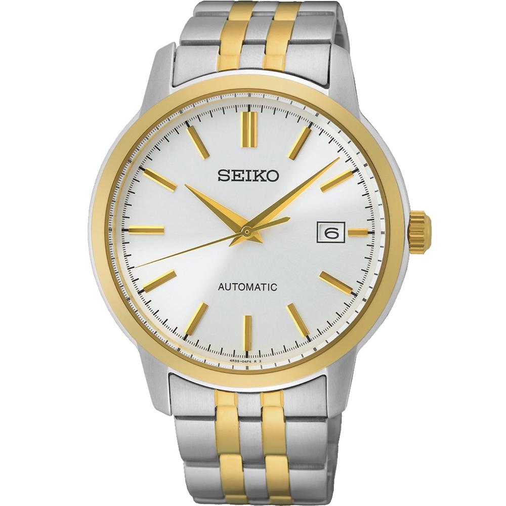 SEIKO Essential Time Automatic Silver Dial 41.2mm Two Tone Gold Stainless Steel Bracelet SRPH92K1