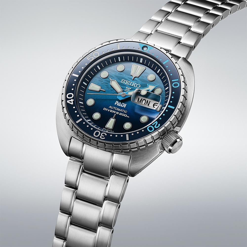 SEIKO Prospex 'Great Blue' Turtle Scuba PADI Special Edition Automatic Blue Dial 45mm Silver Stainless Steel Bracelet SRPK01K1