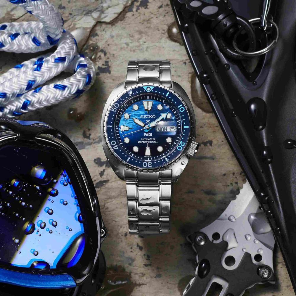 SEIKO Prospex 'Great Blue' Turtle Scuba PADI Special Edition Automatic Blue Dial 45mm Silver Stainless Steel Bracelet SRPK01K1 - 6