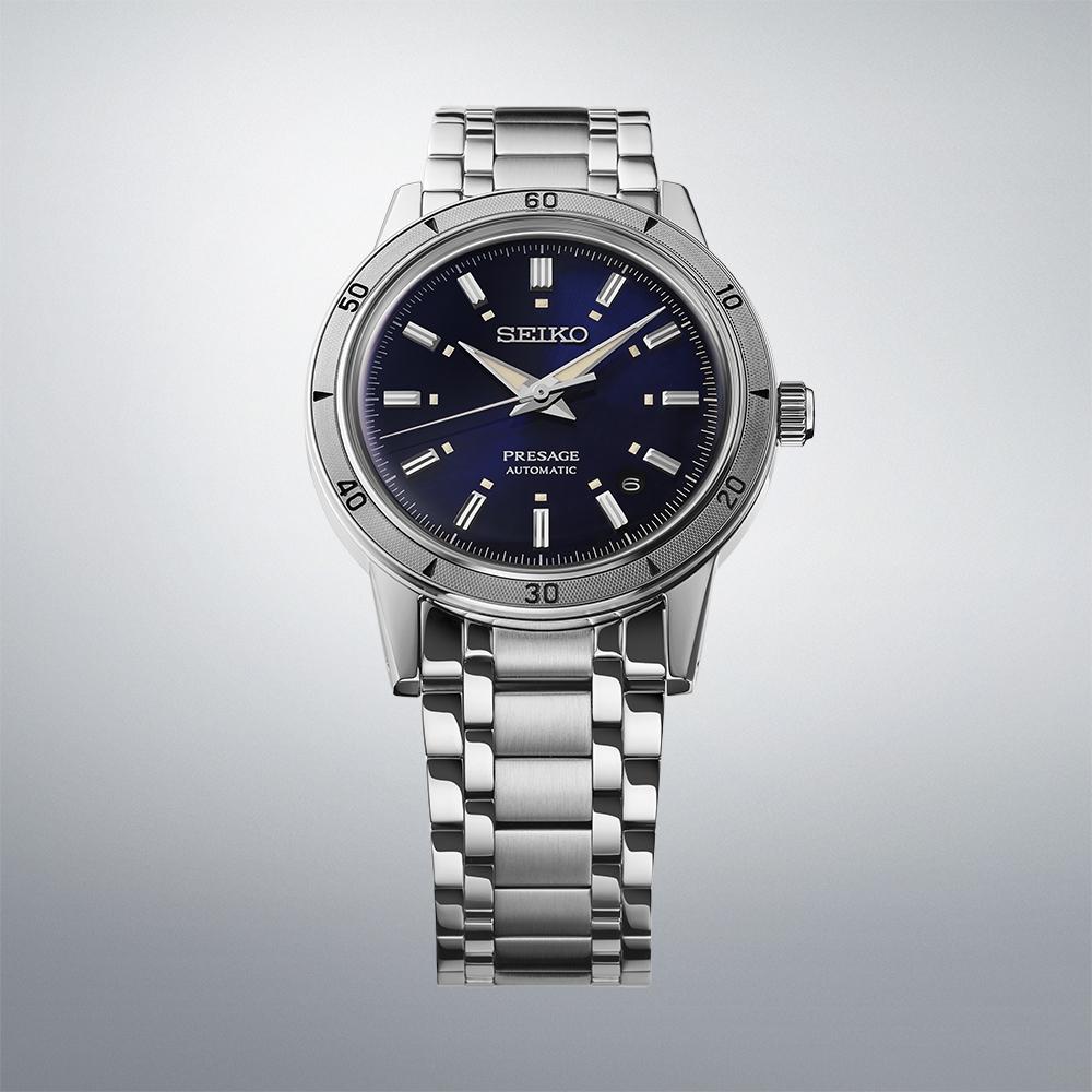 SEIKO Presage 'Elegant Yet Rugged' Style 60s Automatic Navy Dial 39.5mm Silver Stainless Steel Bracelet SRPL07J1