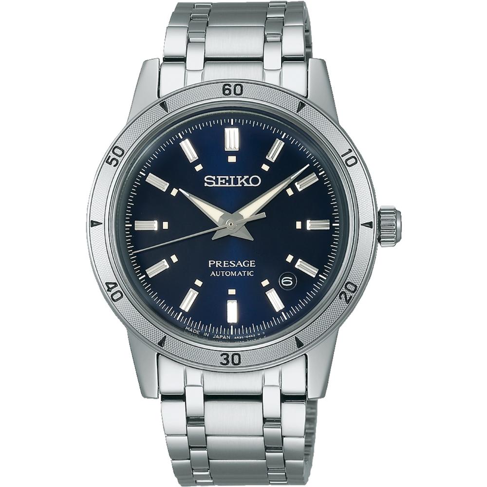 SEIKO Presage 'Elegant Yet Rugged' Style 60s Automatic Navy Dial 39.5mm Silver Stainless Steel Bracelet SRPL07J1