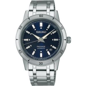 SEIKO Presage 'Elegant Yet Rugged' Style 60s Automatic Navy Dial 39.5mm Silver Stainless Steel Bracelet SRPL07J1 - 48783