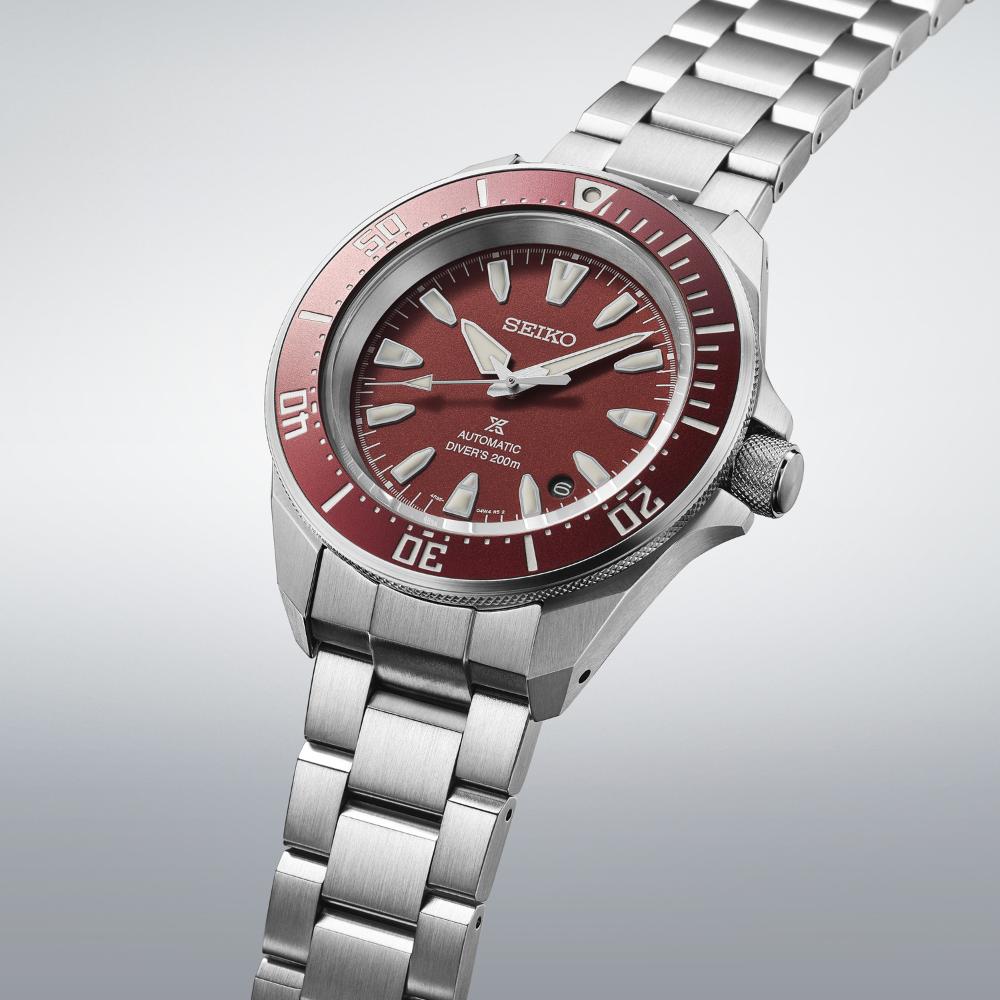 SEIKO Prospex 'Samurai' 4R Red Diver's Automatic Red Dial 41.7mm Silver Stainless Steel Bracelet SRPL11K1