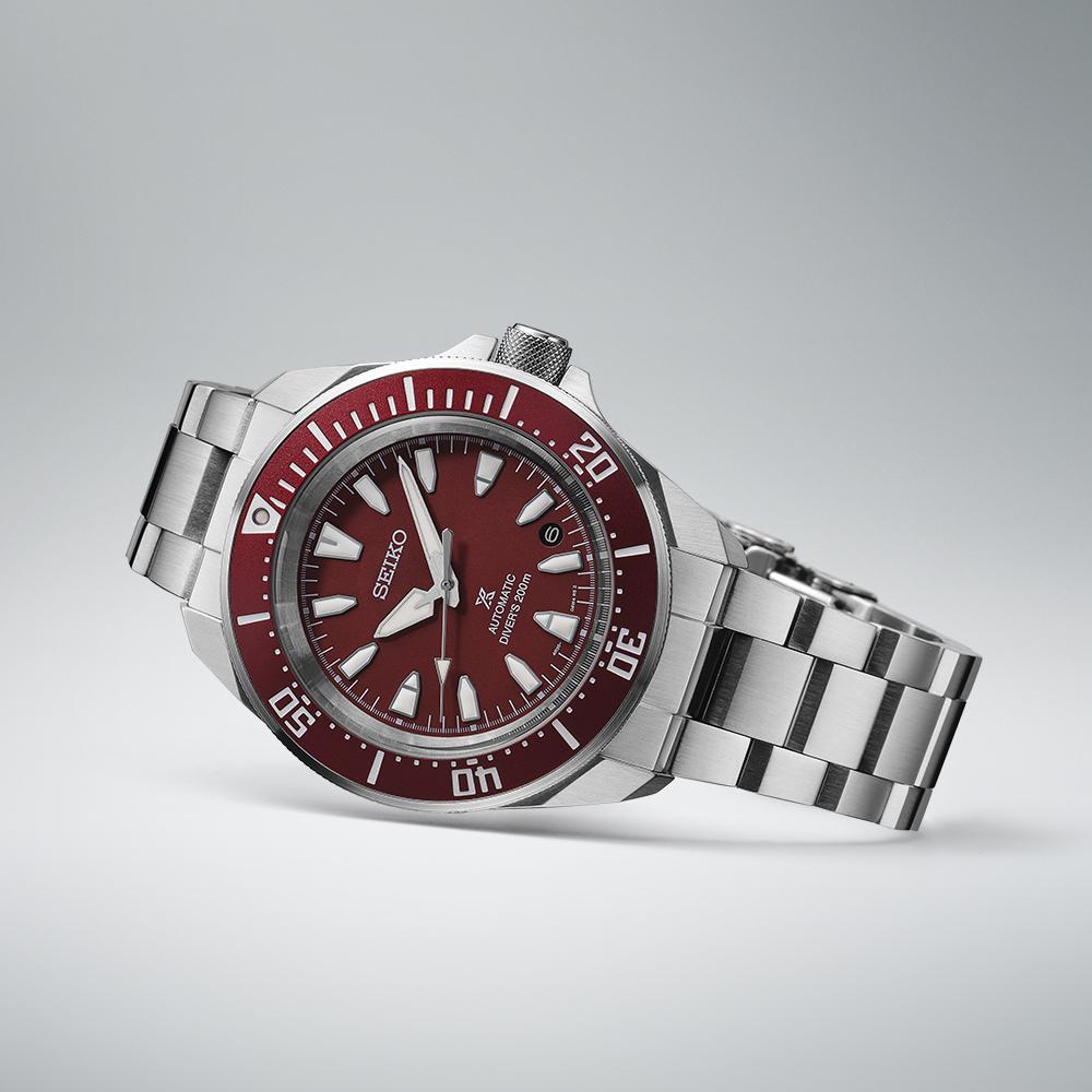 SEIKO Prospex 'Samurai' 4R Red Diver's Automatic Red Dial 41.7mm Silver Stainless Steel Bracelet SRPL11K1