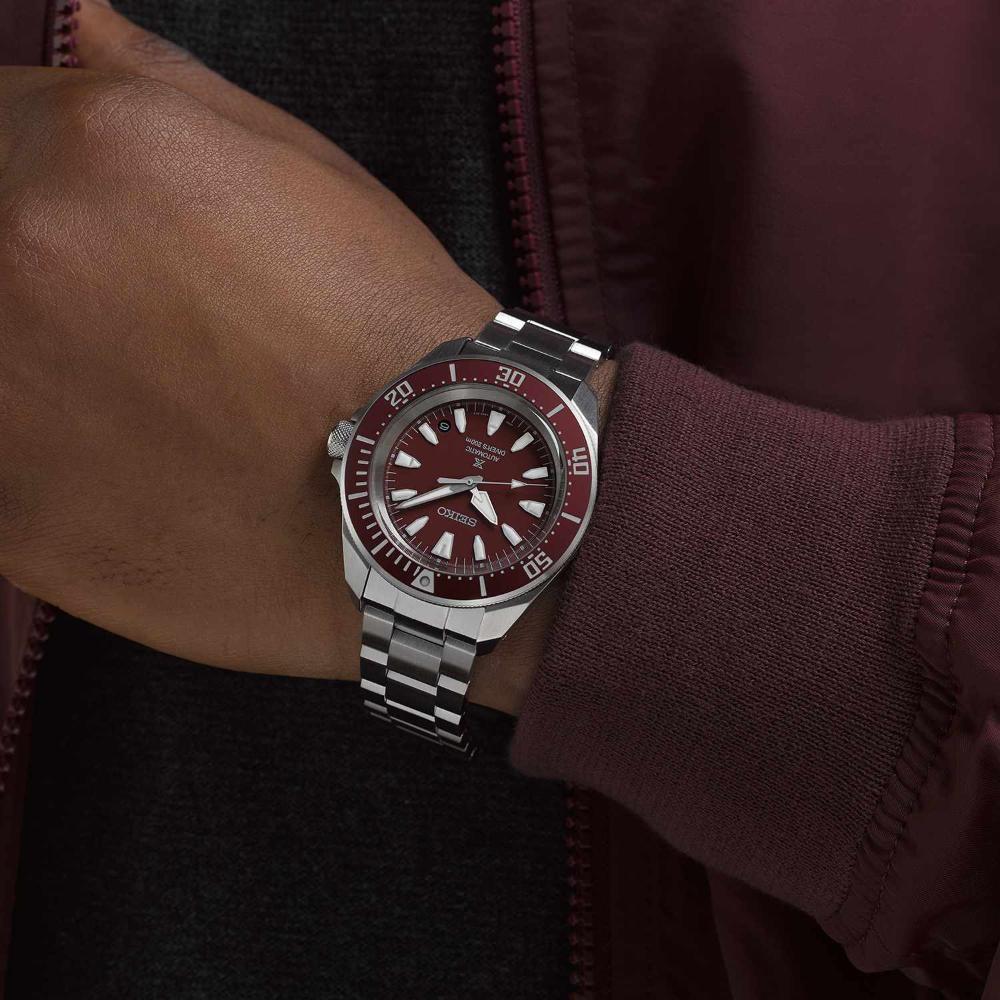 SEIKO Prospex 'Samurai' 4R Red Diver's Automatic Red Dial 41.7mm Silver Stainless Steel Bracelet SRPL11K1